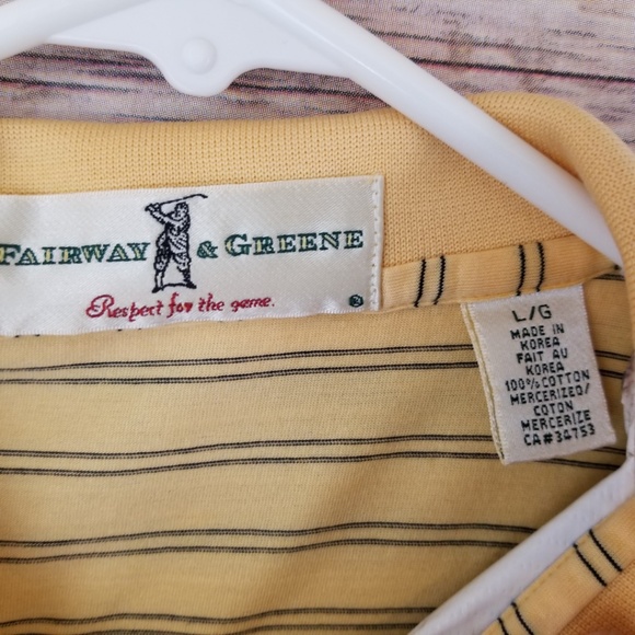 Fairway & Greene Golf Shirt L Yellow stripe - Picture 3 of 7
